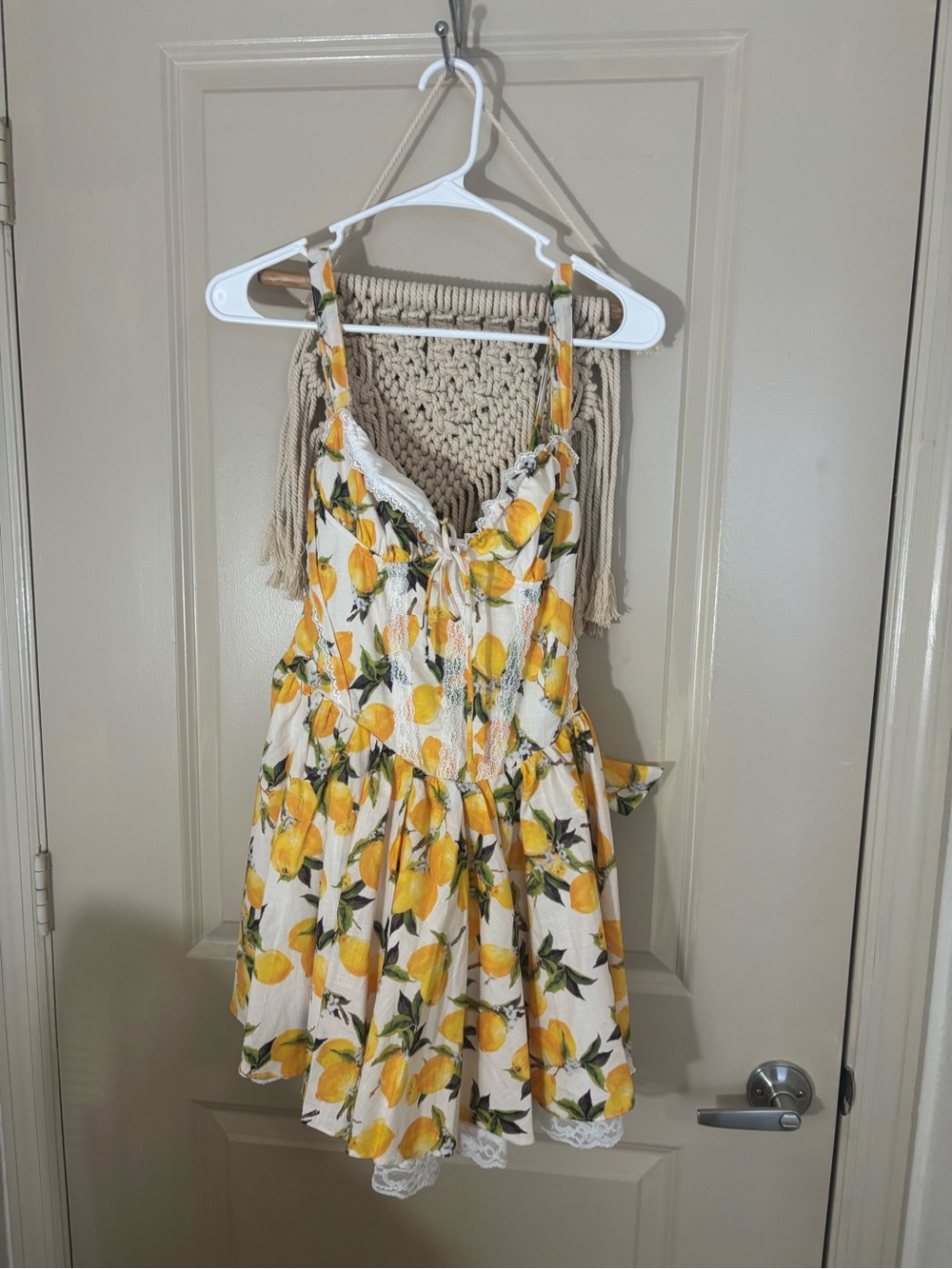 Women’s Mini Sundress with Lemon Print - White & Yellow